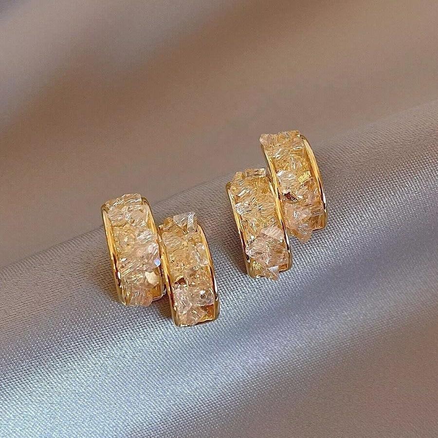 

Роскошные серьги-гвоздики с кристаллами, модные геометрические серьги со стразами для женщин и девочек, вечерние серьги, аксессуары, ювелирные изделия золотистый