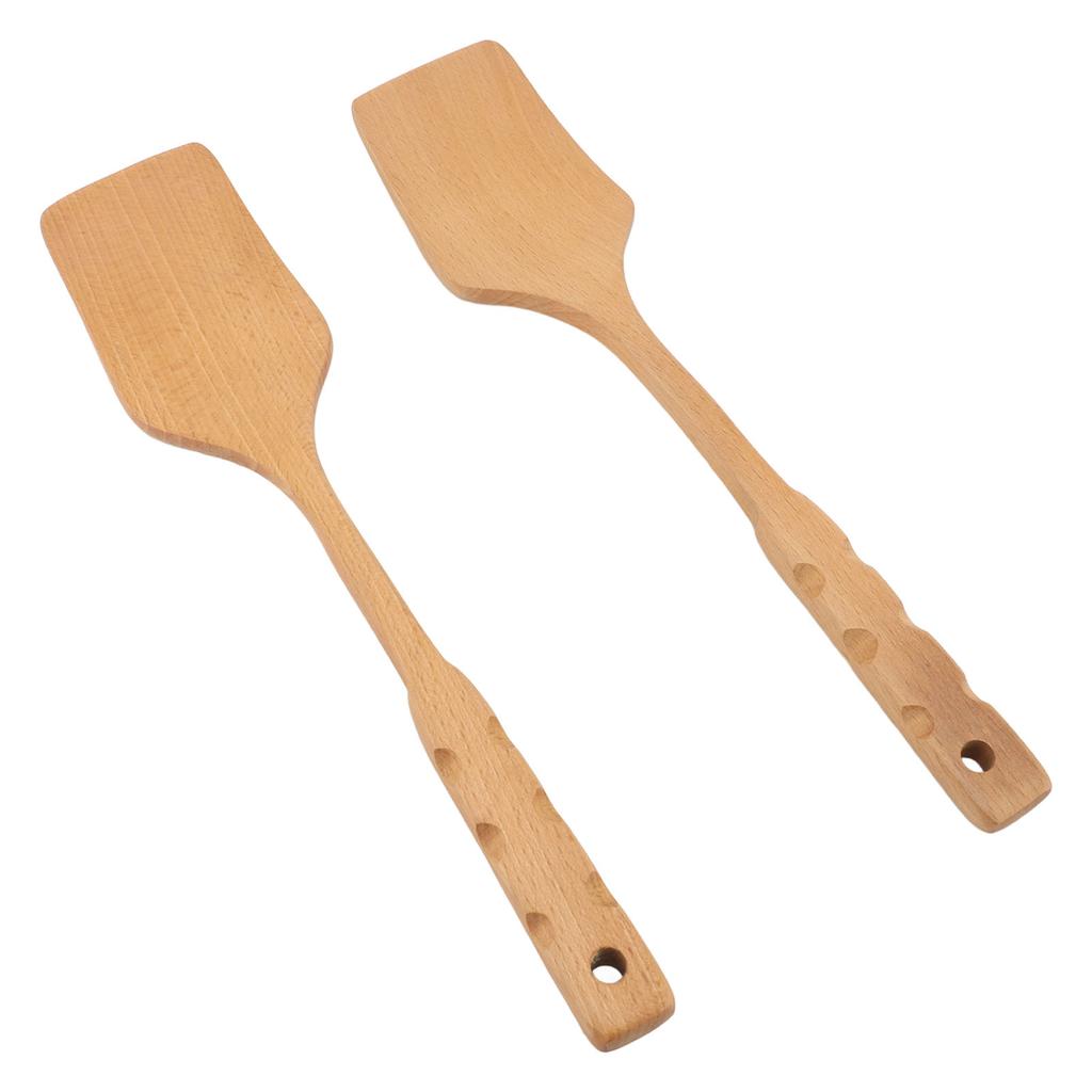 2PCS Wooden Spatula for Cooking Wood Spatula Turner Kitchen Utensils for Non Stick Cookware