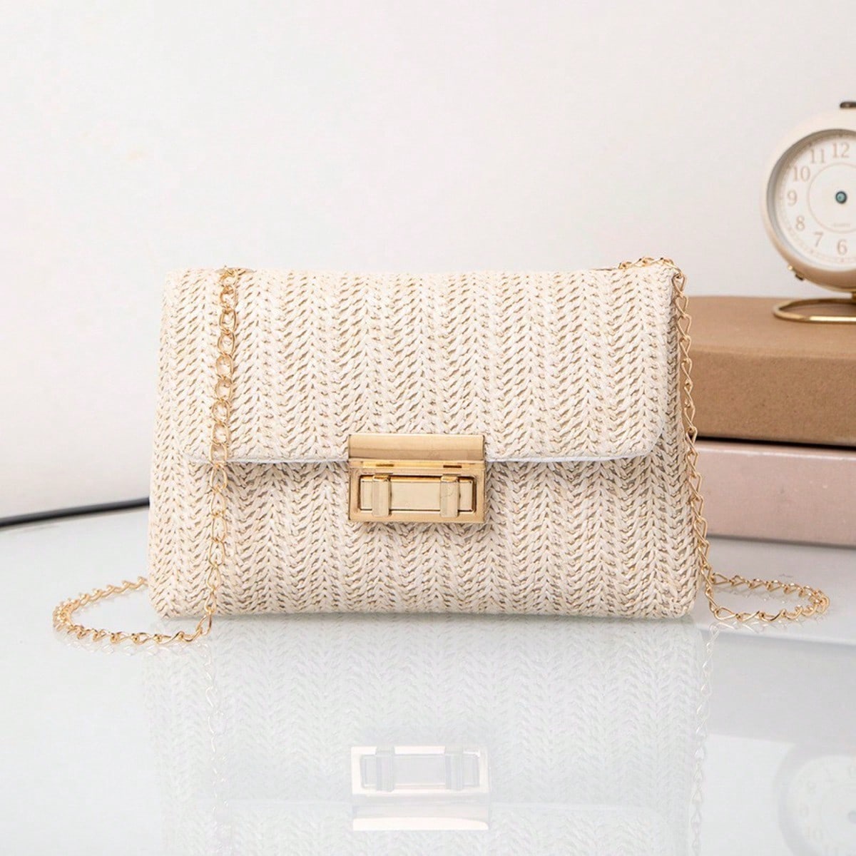 Sac à Bandoulière Nouveau Sac Carré Simple et Petit Off-white multicolore