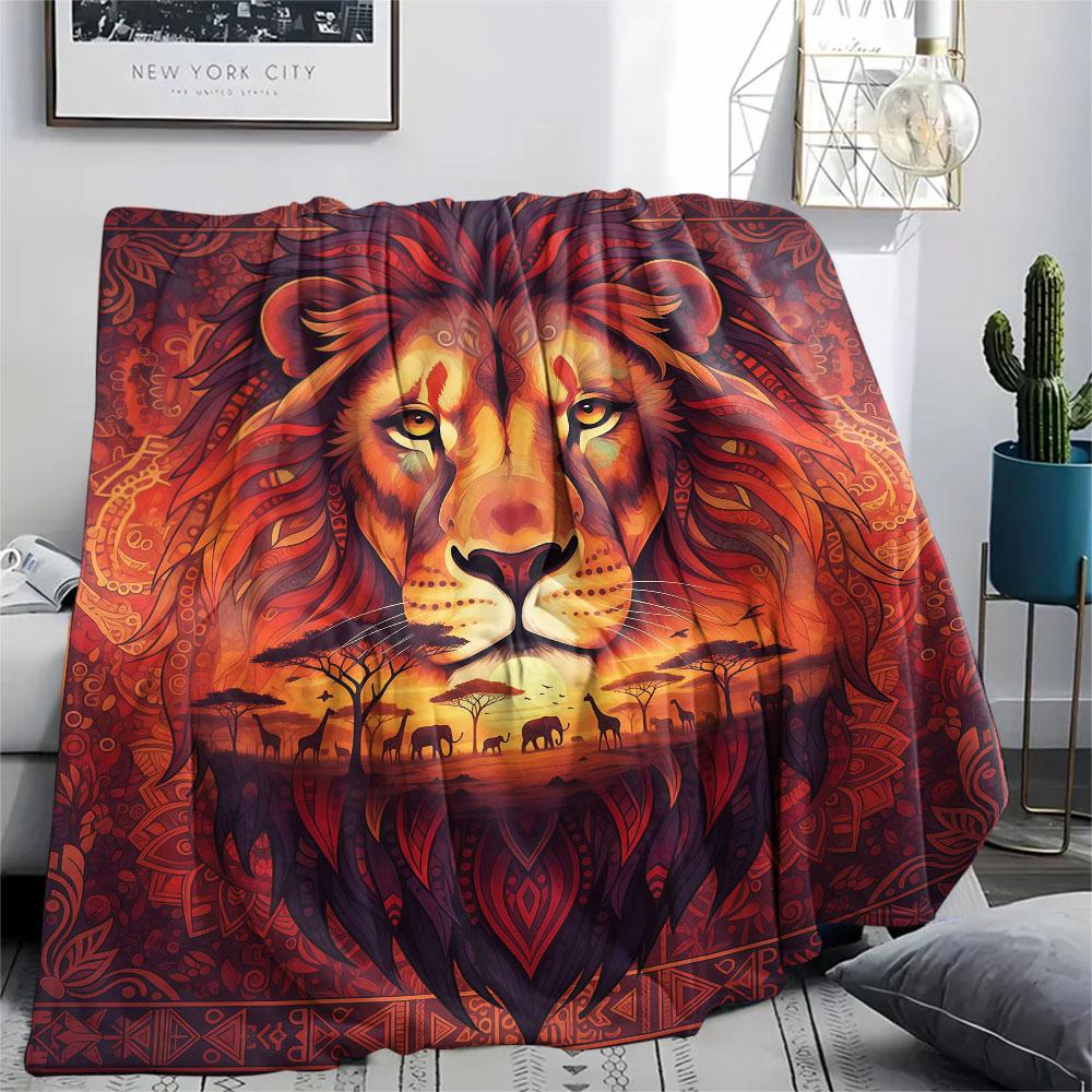 1Pc Grasslandanimals Print Flannel Blanket, High quality Comfortable for All Seasons, Home Decor, Warmth and Comfort, Perfect for Christmas Gifts