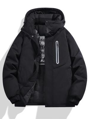 Jaqueta de Inverno Masculina com Capuz de Algodão Grafeno Espesso - Quente, Moderna, Corte Amplo