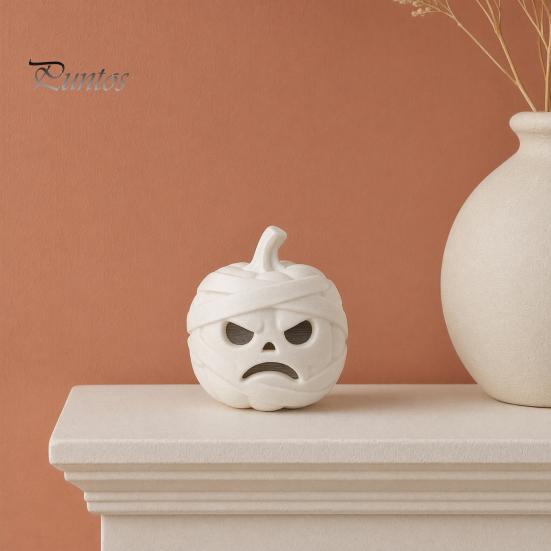 Festive Entrance Display Pieces 3D Printed Mummy Pumpkin Skull Figurine for Halloween Decorations, Versatile Showcase Statues with Funny Expressions