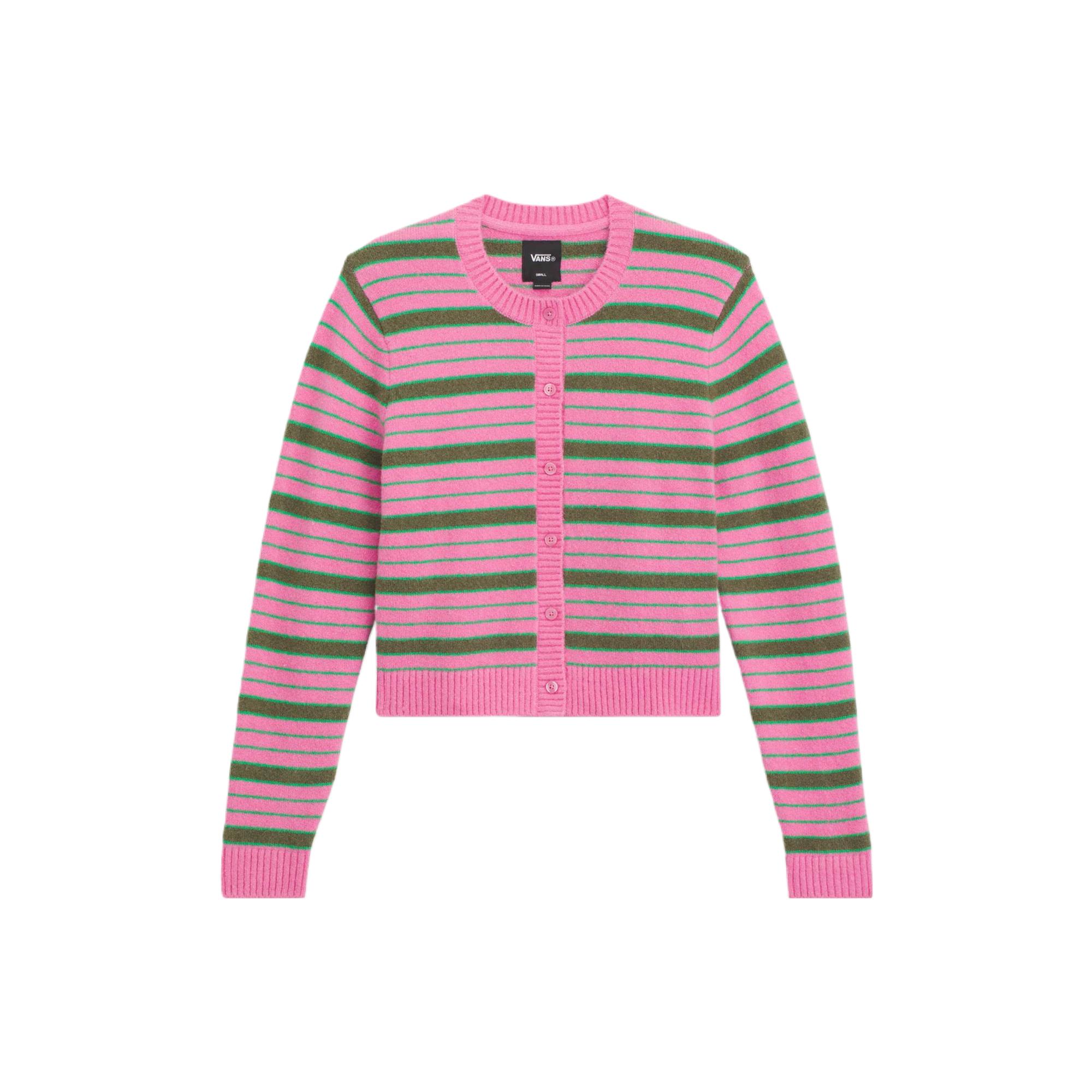 Vans Long Sleeve Crew Neck Striped Cardigan Sweater Women sweater VN000T91FRQ S