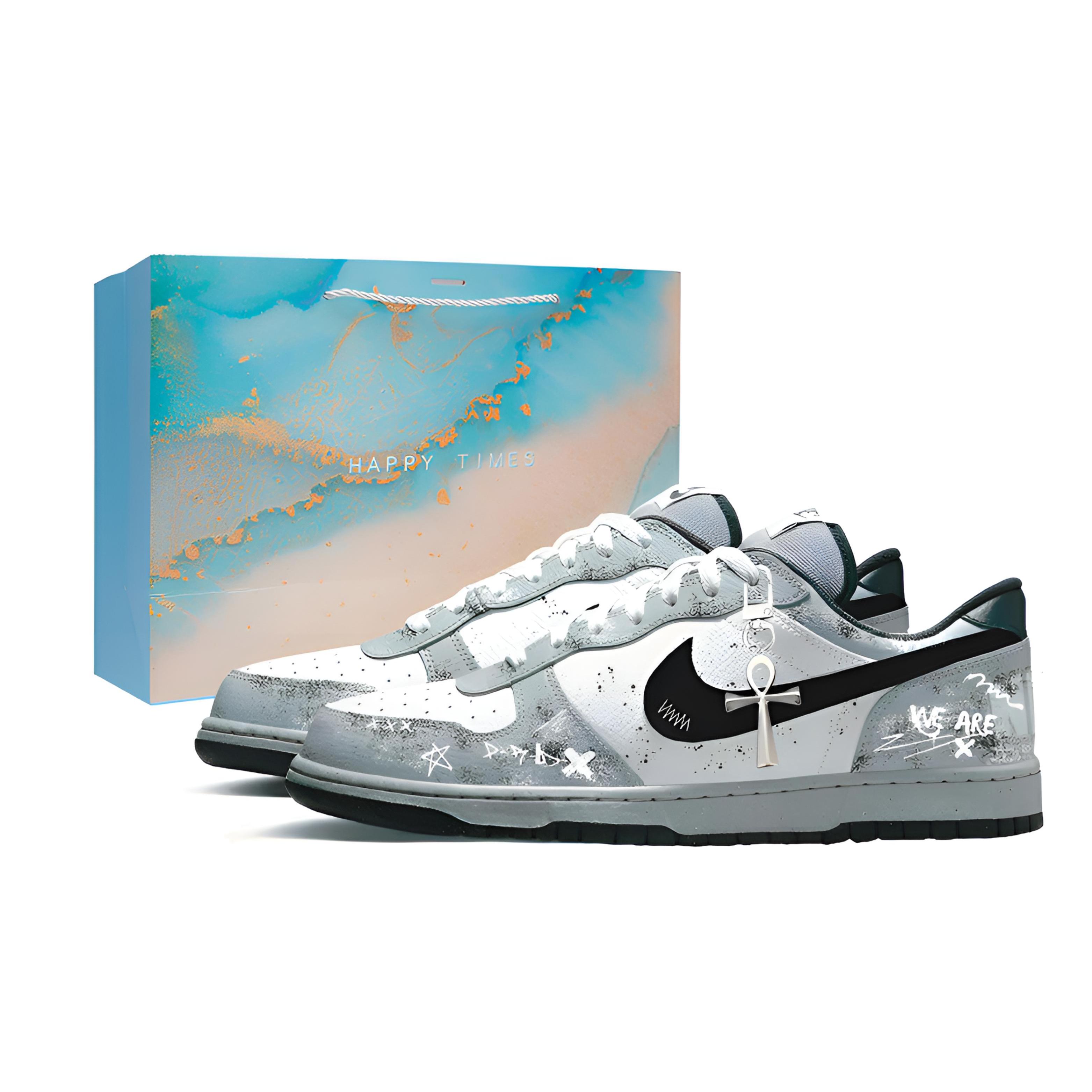 

Nike Big Sanctuary Abrasion Resistant Slip Resistant Low top Skateboard Shoes Men s Black White Gray 355152-017(Team864-) 44