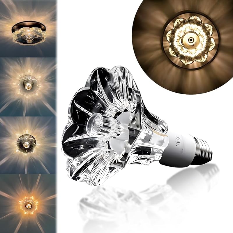 Flower Diamond Crystal LED Light, Unique Diamond Shaped LED Lamp, 5w Vintage Crystal Bulb, Warm 3000k Light for Aisle Hallway Balcony