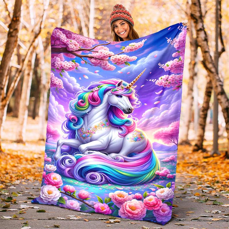 

1PC Purple unicorn blanket, al season lightweigh Poster blanket home office outdoor nap multifunc Poster blanketional blanket 80cm x 120cm