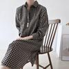 New ArrivalS Open Run Women S Gingham Check Long Shirt dreSS With pocketS