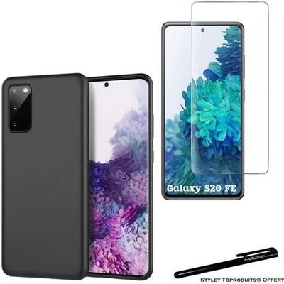 Tempered Glass for Samsung Galaxy S20 FE and Soft Protective Case Black with Toproduits® Stylus