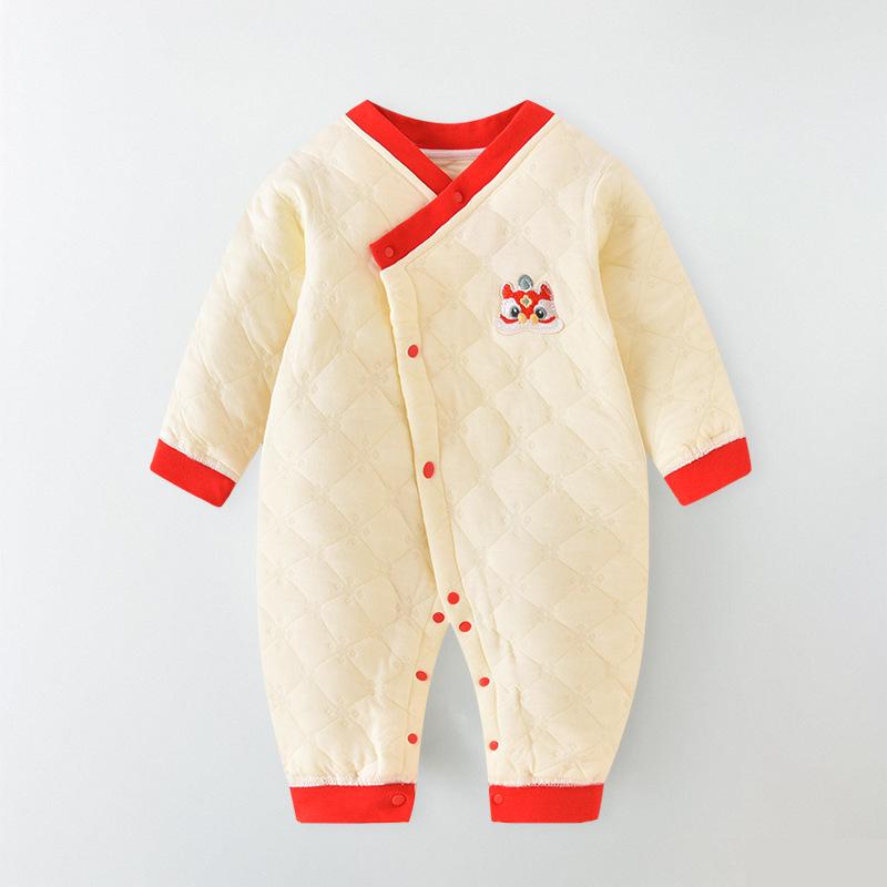Quilted Baby Romper: Warm Cotton Onesie for Autumn & Winter