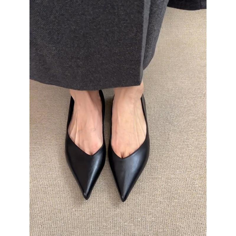 French Minimalist Flat Shoes Women's One-pedal Temperament Pointed Single Shoes Commuting Shallow Mouth Women's Shoes