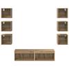 TV Cabinet with LED Light Strips 8 pcs Artisan Oak Finish with Glass