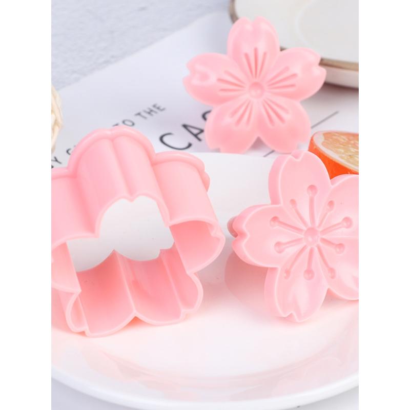 5pcs/set Cookie Cutter Sakura Cookie Mold Stamp Biscuit Mold Cutter Pink Fondant Baking Tool Baking Accessories Kitchen Tools