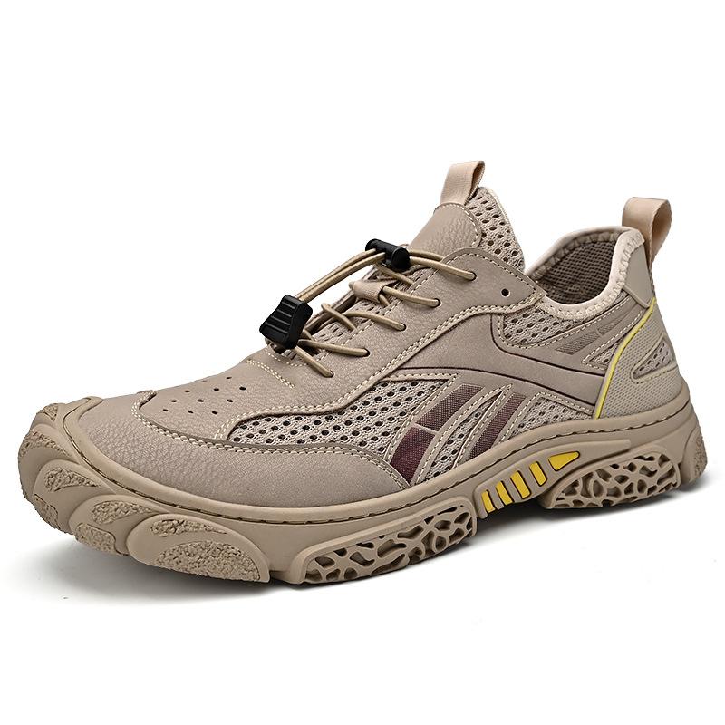 

Мужская обувь лето дышащая 2025 новая кожаная на одной педали на мягкой подошве спортивная обувь легкая повседневная для улицы для альпинизма трендовая обувь 44 хаки
