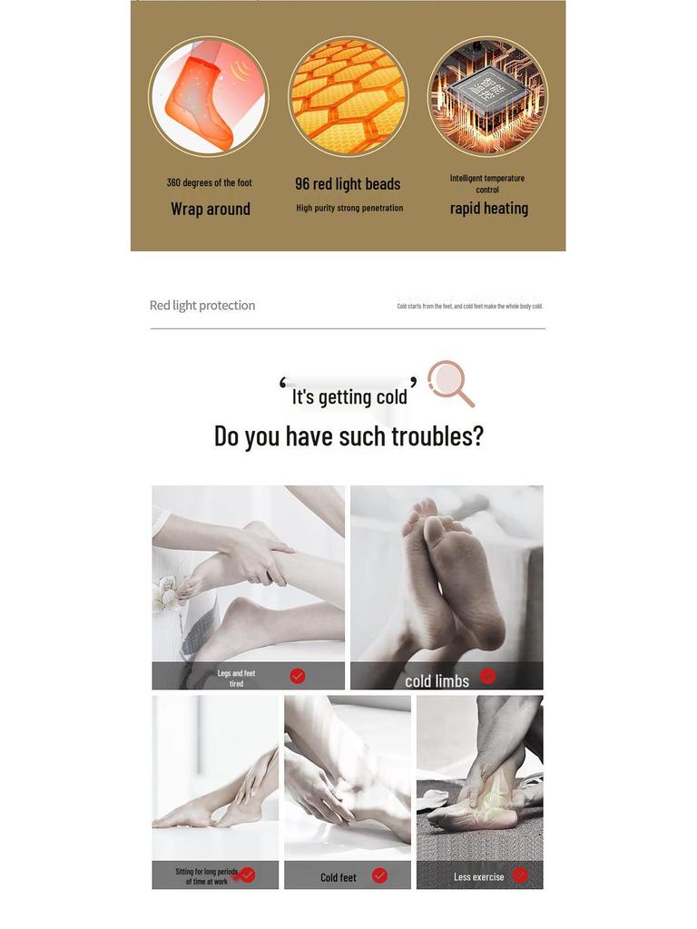 Red Light Therapy Heated Cotton Shoes: Winter Velvet, Thickened, Anti-Frost Foot Warmers.