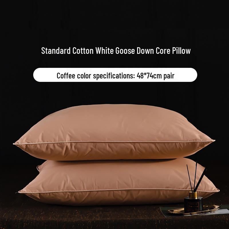 Luxury Goose Down Pillow with Cotton Cover for Neck Support
