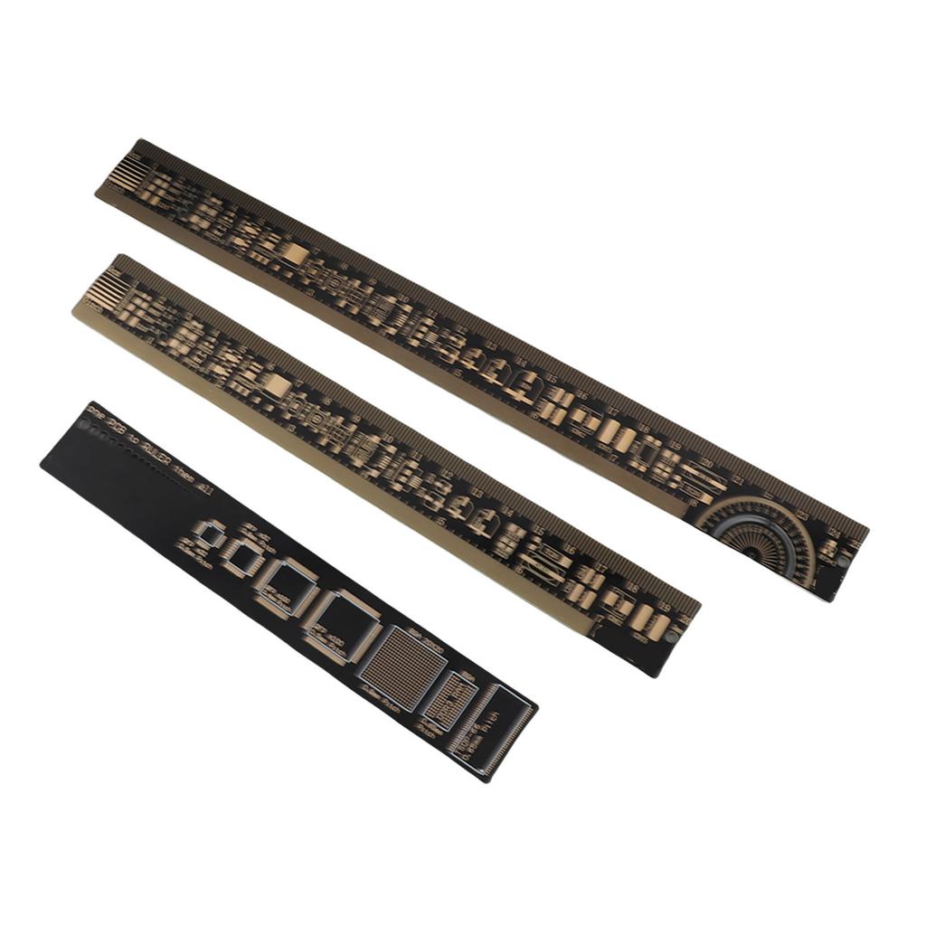 Multifunctional Gold Plated Ruler, 3 Pieces 6.3 or 7.87 or 10.23 Inch, Electronic Protractor, IC Wire Pitch, Resistance, PCB Measuring Gauge