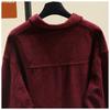 Women's Winter Thick Corduroy Long Sleeve Korean-Style Loose Mid-Length Cardigan Shirt