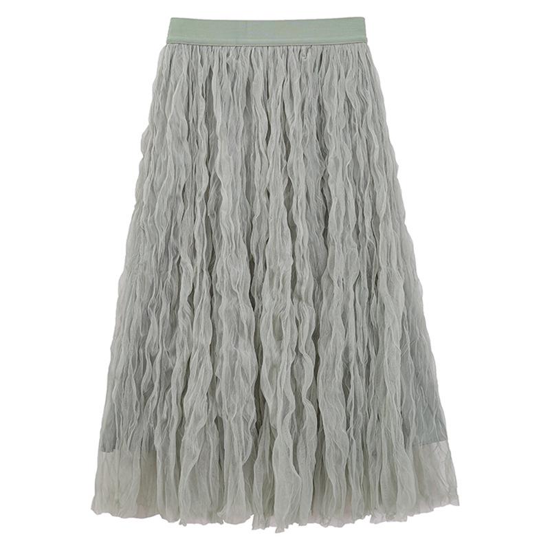 

Fiyuan Весна/Лето Абрикосовое Платье Феи из Плиссированной Сетки с Завышенной Талией One Size