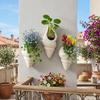 Ceramic Wall Planter - Modern Scalloped Hanging Flower Pot for Indoor Plants