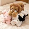Peluche Morbido Animale Bambola Leone Maiale Elefante Coniglio Mucca Posizione Sdraiata Peluche Giocattoli Cuscino Abbracciabile Kawaii Decorazione Stanza Regalo