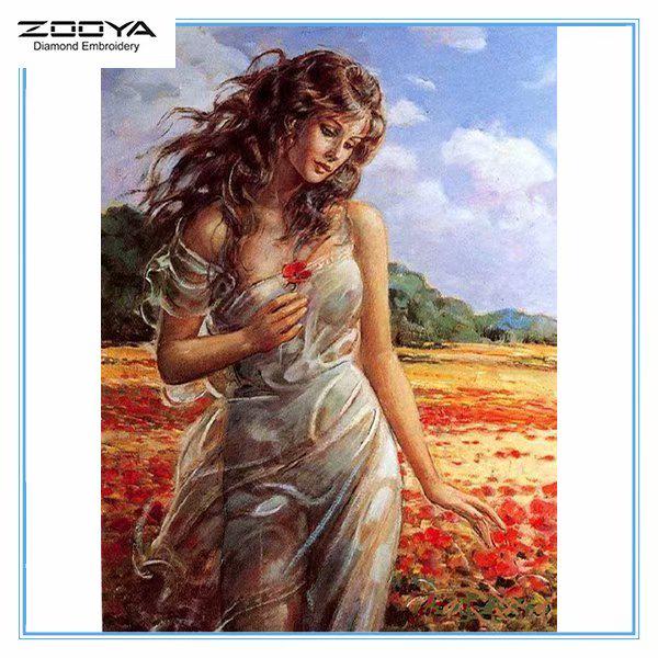 

ZOOYA DIY 5D Square Rhinestone Beautiful Woman Diamond Embroidery Painting Вишивка хрестиком Домашній декор 20x25