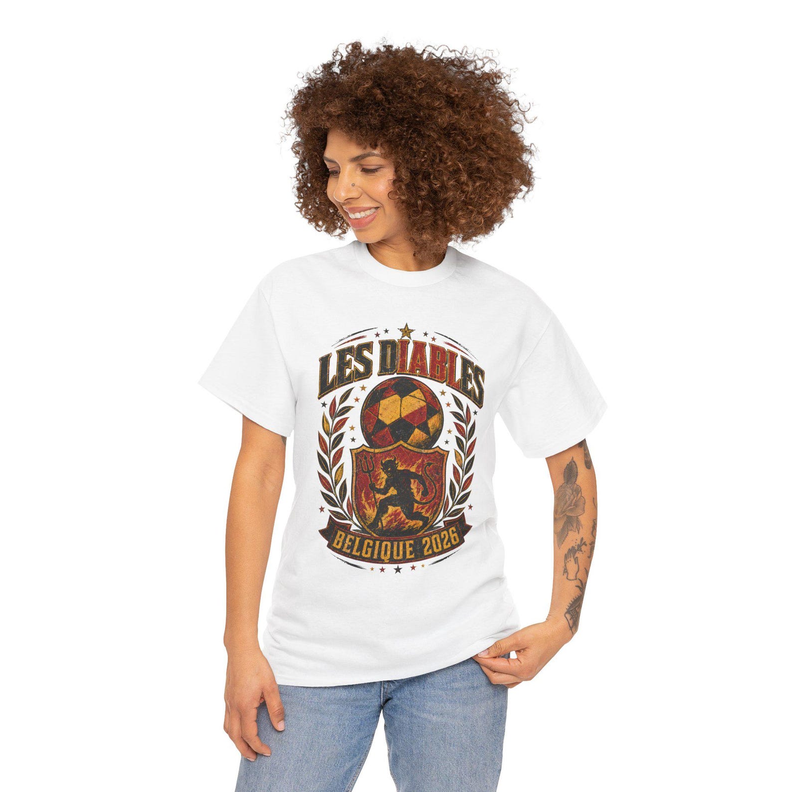 Fifa World Cup 2026 T-Shirt - Belgique Foot Retro - T-Shirt Diables Rouges Vintage Streetwear - Cadeau Supporter Belgium - Unisex Tee M