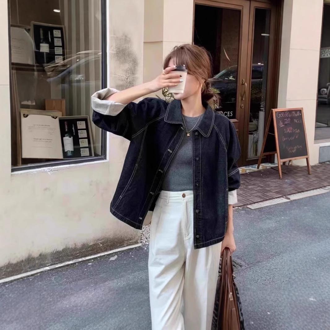 

Women s Retro Patchwork Topstitch Denim Jacket - Spring 2025 Collection, Casual & Versatile Design Medium