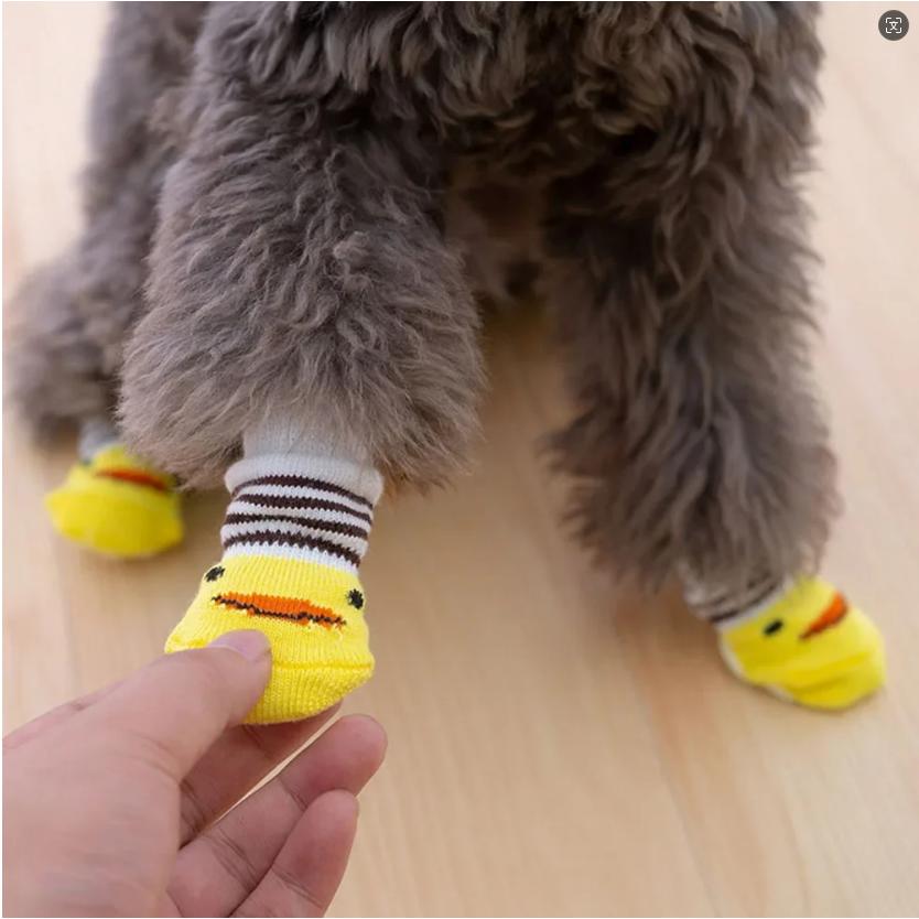 Pet Socks High quality Non slip Bottom Dog Foot Covers Dog Socks Teddy corgi Cat Supplies 4 Pack