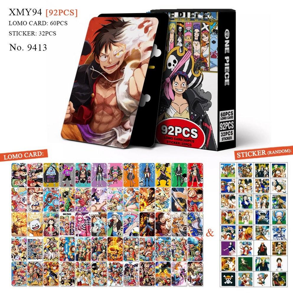 One Piece Luffy Pirates Photocard Goods MaoMao Jinshi Illustration Photocard 60pcs + Mini Sticker 32pcs