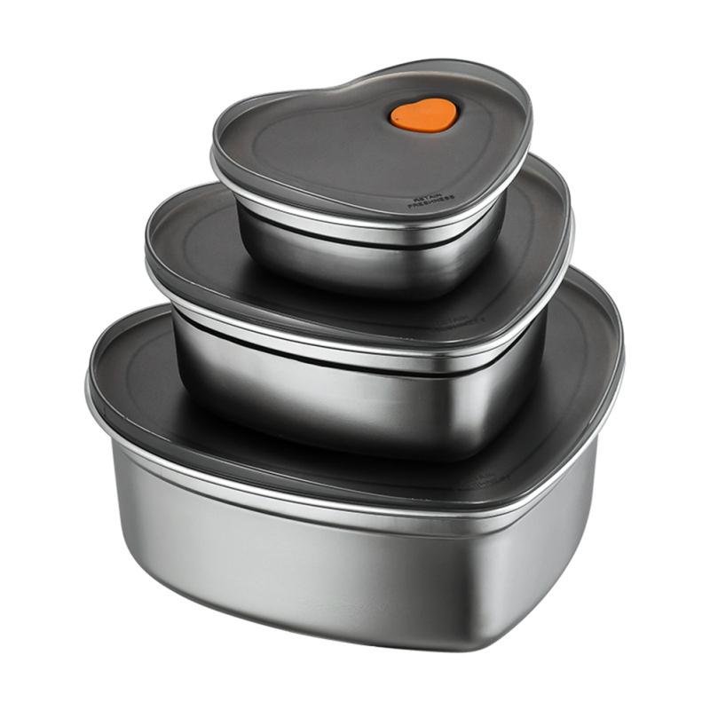 Hjerteformet matboks Bento-boks Forseglet Lekkasjesikker 304 Rustfritt Stål Matbeholdere Med Plast
