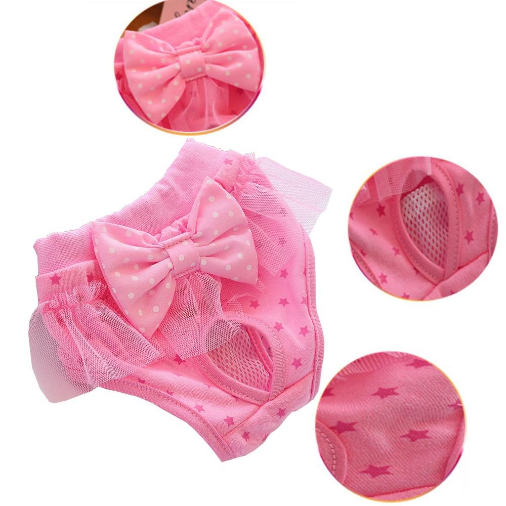 Pink Tone Pet Sanitary Pant Bow Decor Pet Short Pant Dog Physiological Pant  Dog Estrus Care