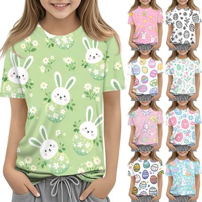Children's Easter Printed Round Neck Short Sleeved Casual T-shirt