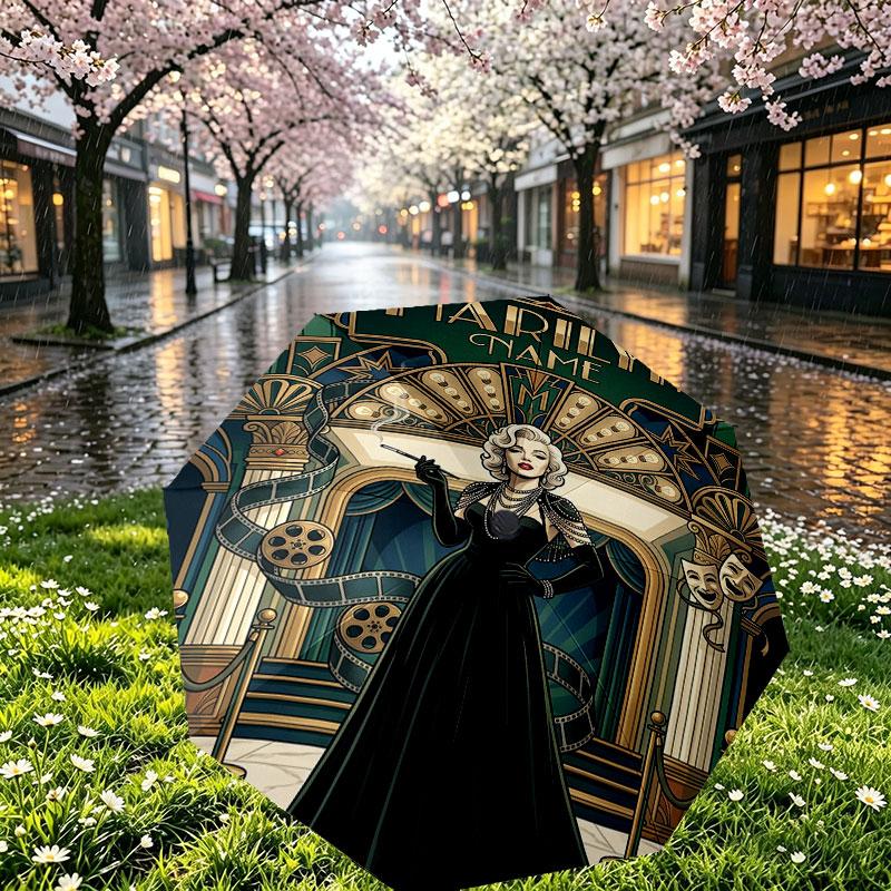Personalisierter Regenschirm mit Marilyn Monroe Aufdruck und individuellem Namen, Automatisches Öffnen und Schließen, Stabiler 8-Rippen-Rahmen, Für Pendeln, Camping und Wandern, Geburtstagsgeschenk