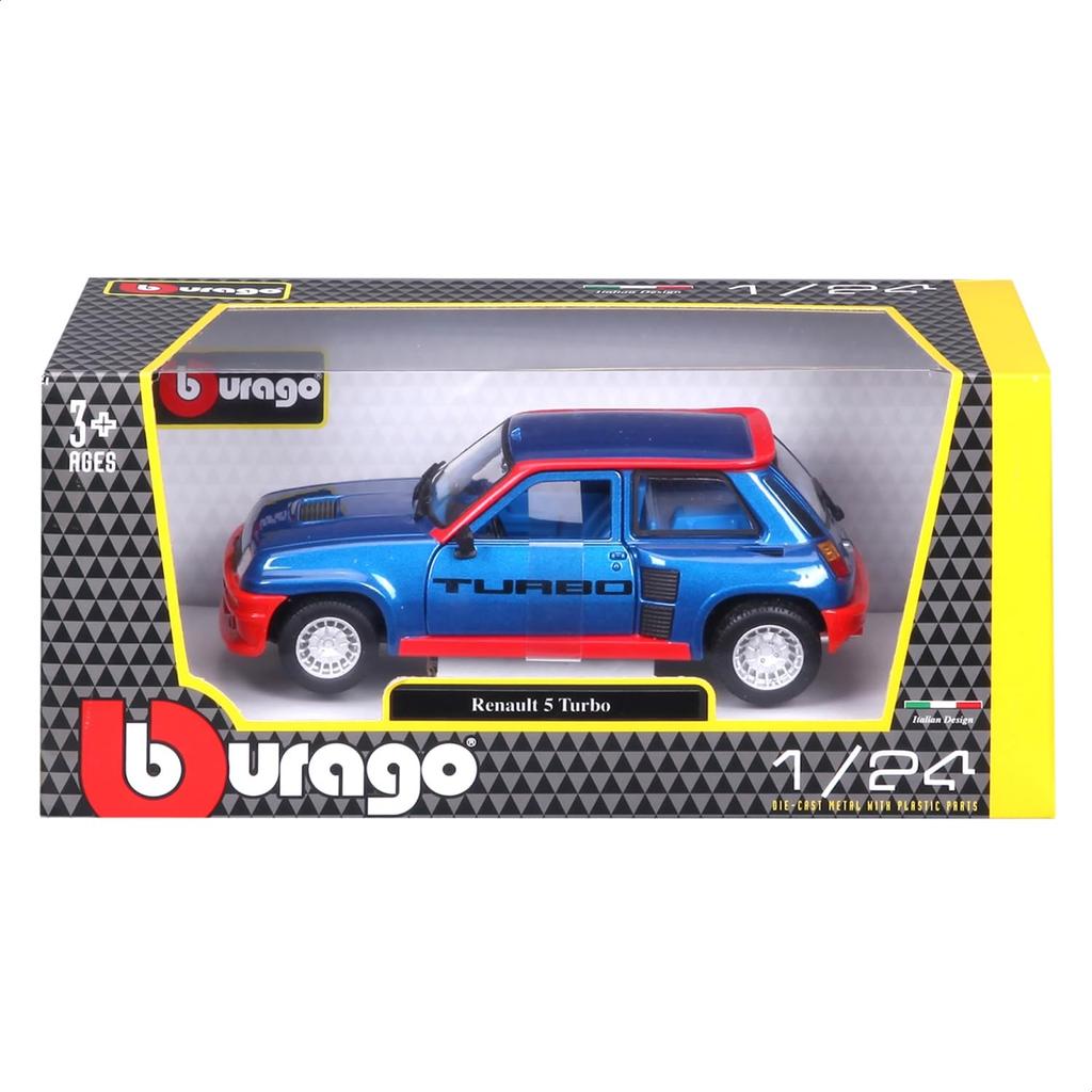 Bburago 1/24 Scale Renault R5 Turbo Blue / Diecast Model Car, Finished Product, 18-21088 BU