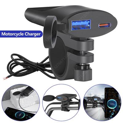 DC 12V-24V Motorcycle USB Charger QC3.0 USB Type C Power Socket Motorcycle Power Adapter Automatic Switch Motorbike Accessories