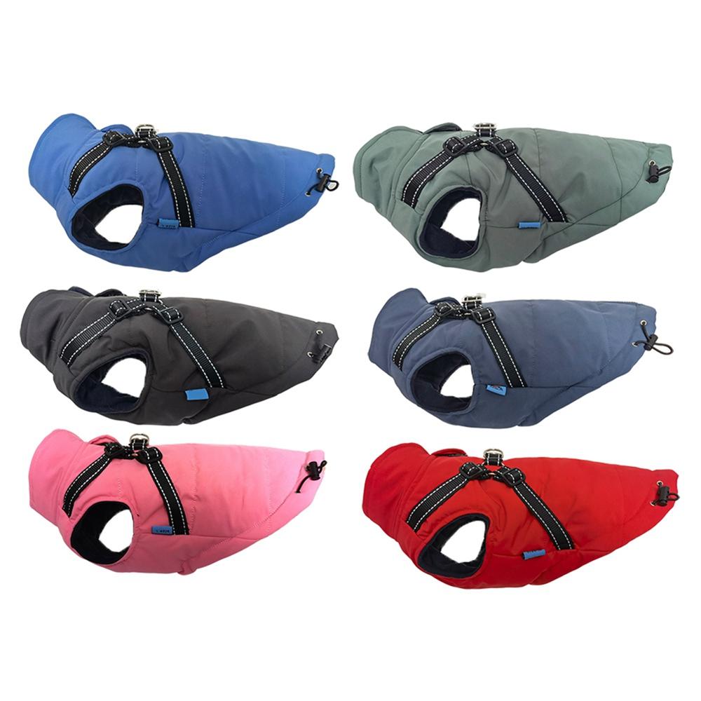 Haustier Hund Jacke mit Geschirr Winter warme Hundekleidung wasserdichte große Hundemantel für Labrador Chihuahua Französische Bulldogge Outfits