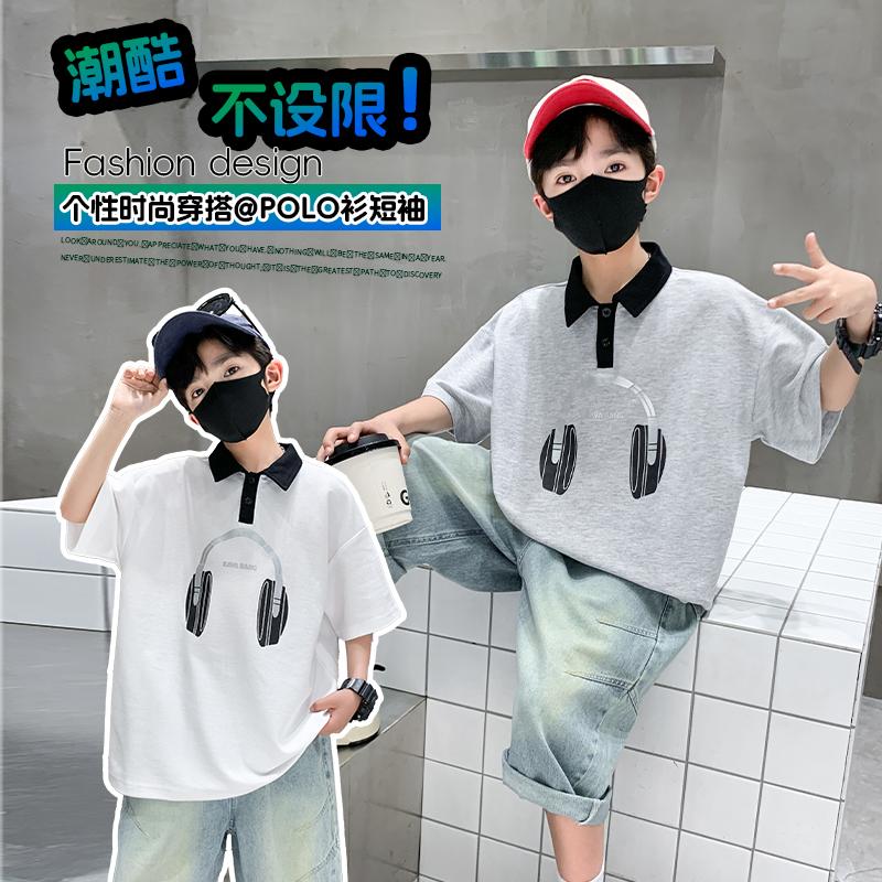 Boys' short sleeved summer clothes 2026 new item, CUHK boys' summer letter printed T-shirt, thin base shirt