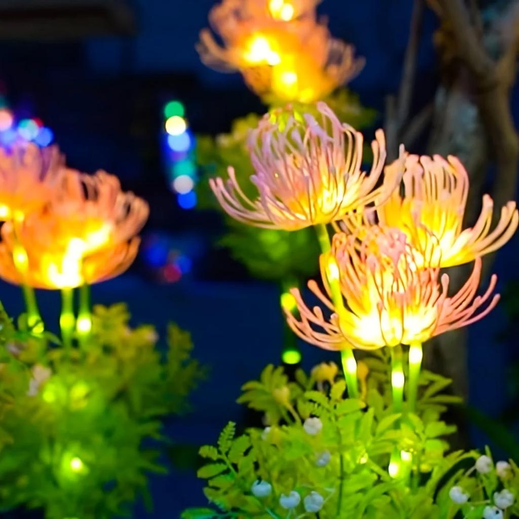 Solar Garden Lights, Solar Flowers Lights with Glowing Flowers & Stems, Solar Panel, Solar Lights Outdoor for Garden Decoration