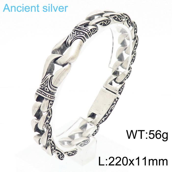 Retro Men's Stainless Steel Titanium Bracelet - European and American Fashion