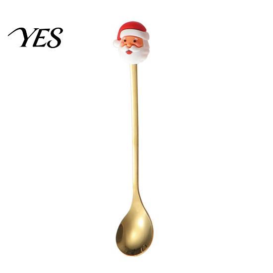 Rust Resistant Flatware Christmas Fork/Spoon, Durable Stainless Steel, with Cute 3D Doll Spoons Decor Utensil, for Festive Home Restaurant Steel Spoon