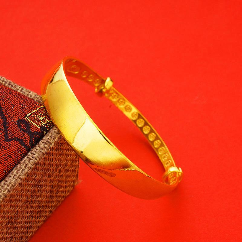 

Позолоченный латунный браслет Push-Pull 12 мм с вьетнамским песком, золотом и дизайном дракона и феникса для женщин