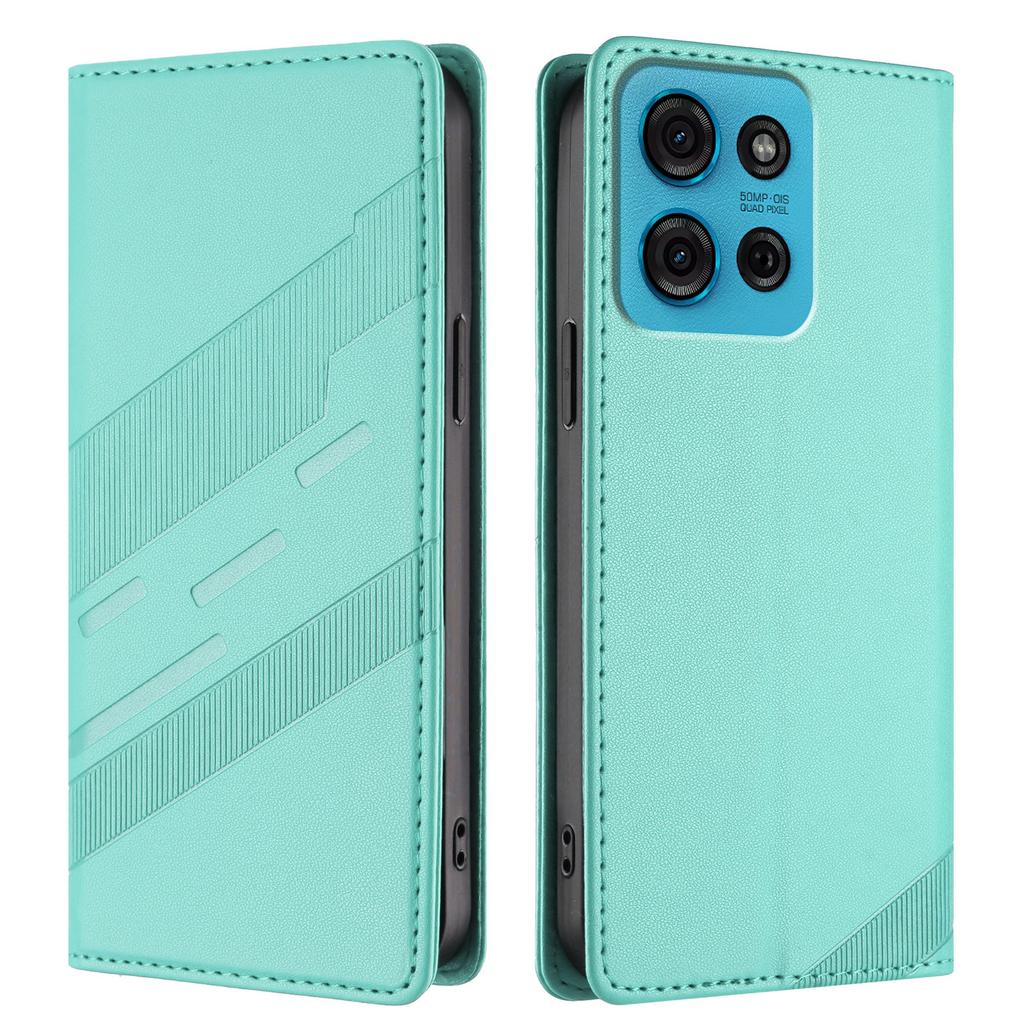 Für Motorola Moto G75 5G Handyhüllen Punk Stil Geprägtes Wallet Ständer Lederhülle