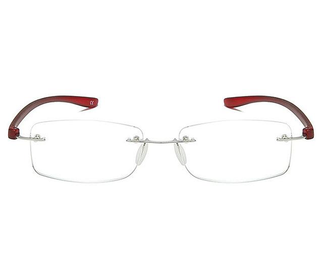 

May Flower Rimless Reading Glasses Anti-Blue Light Presbyopia Spectacles Eyewear Utralight Square Frameless Hyperopia Eyeglasses +100 красный