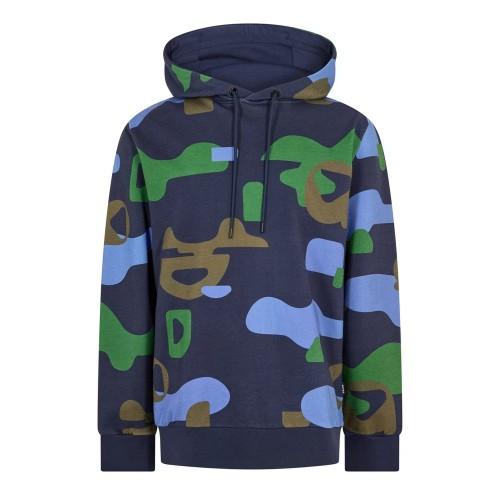 BOSS Męska bluza z kapturem z kamuflażem i logo