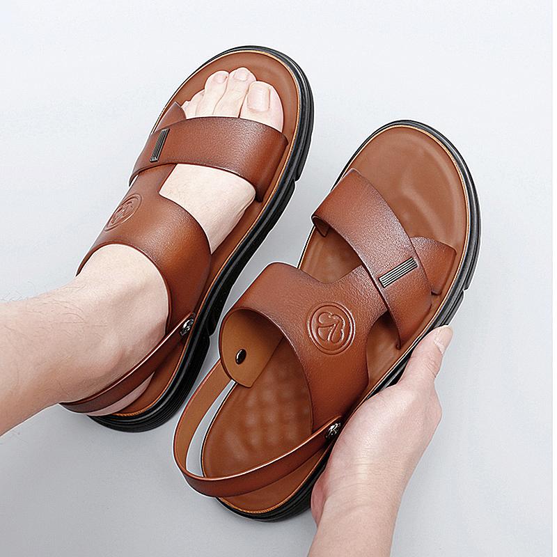 Size 38-44 Men's Leather Sandals Fashion Beach Shoes Hiking Sandals Casual Sneakers Summer Beach Sandalias Boys Men Slippers