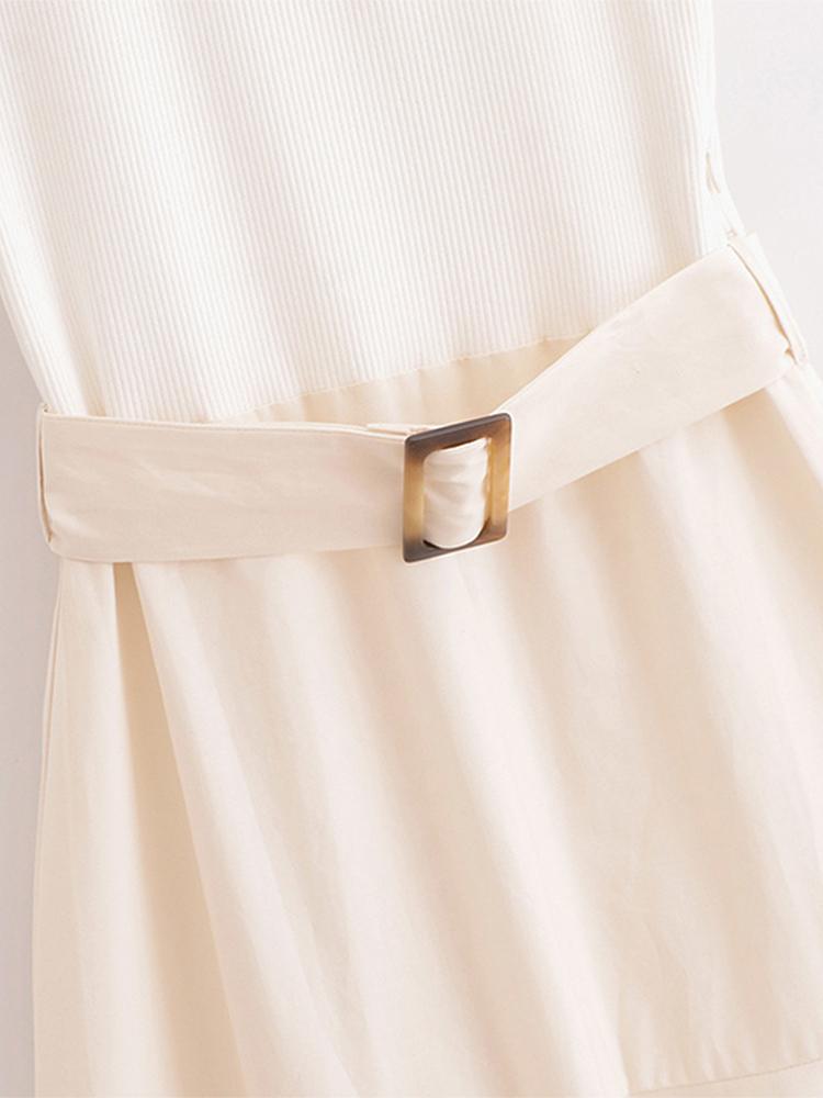 Лоскутное женское платье с поясом — фото 11