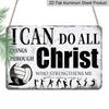 2D Flat, 1pc "I Can Do All Things Through Christ" Volleyball Aluminium Sign 8x12 Inch - Philippians 4:13 Bible Verse, Volleyball Player Silhouette