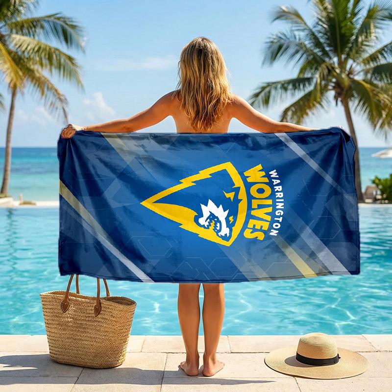 Warrington Wolves Fashion Beach Towel Portable Soft Quick Dry Towel For Swimming Camping Holiday Use