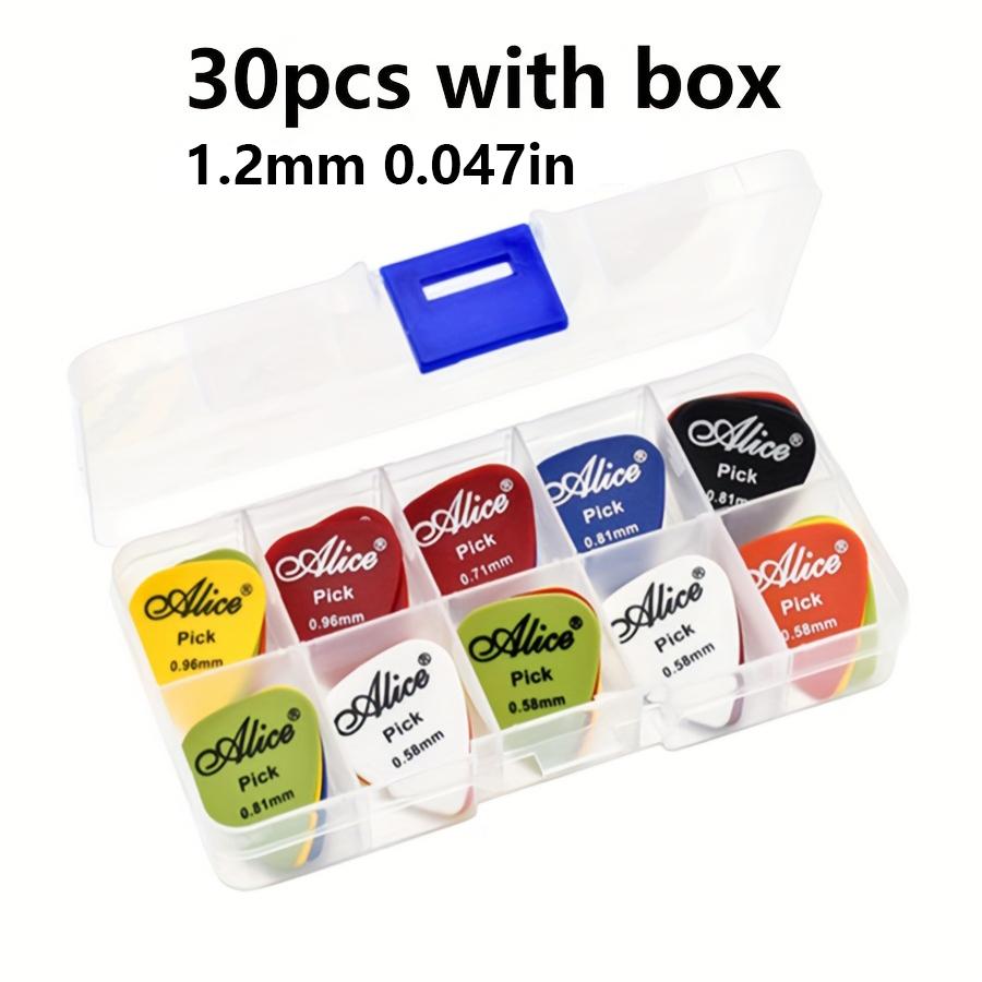 30pcs Alice Guitar Picks Assorted 0.58-1.50mm 6 Sizes Colorful ABS Plectrums with Transparent Storage Box for Acoustic JXB