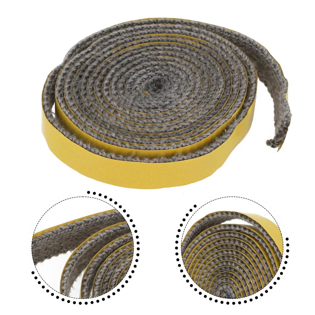 3mmx15mm Flat Stoves Rope Self-Adhesive Fiberglass Fireplace Door Sealing Cord Black Seal Stove Fire Rope 2m Length